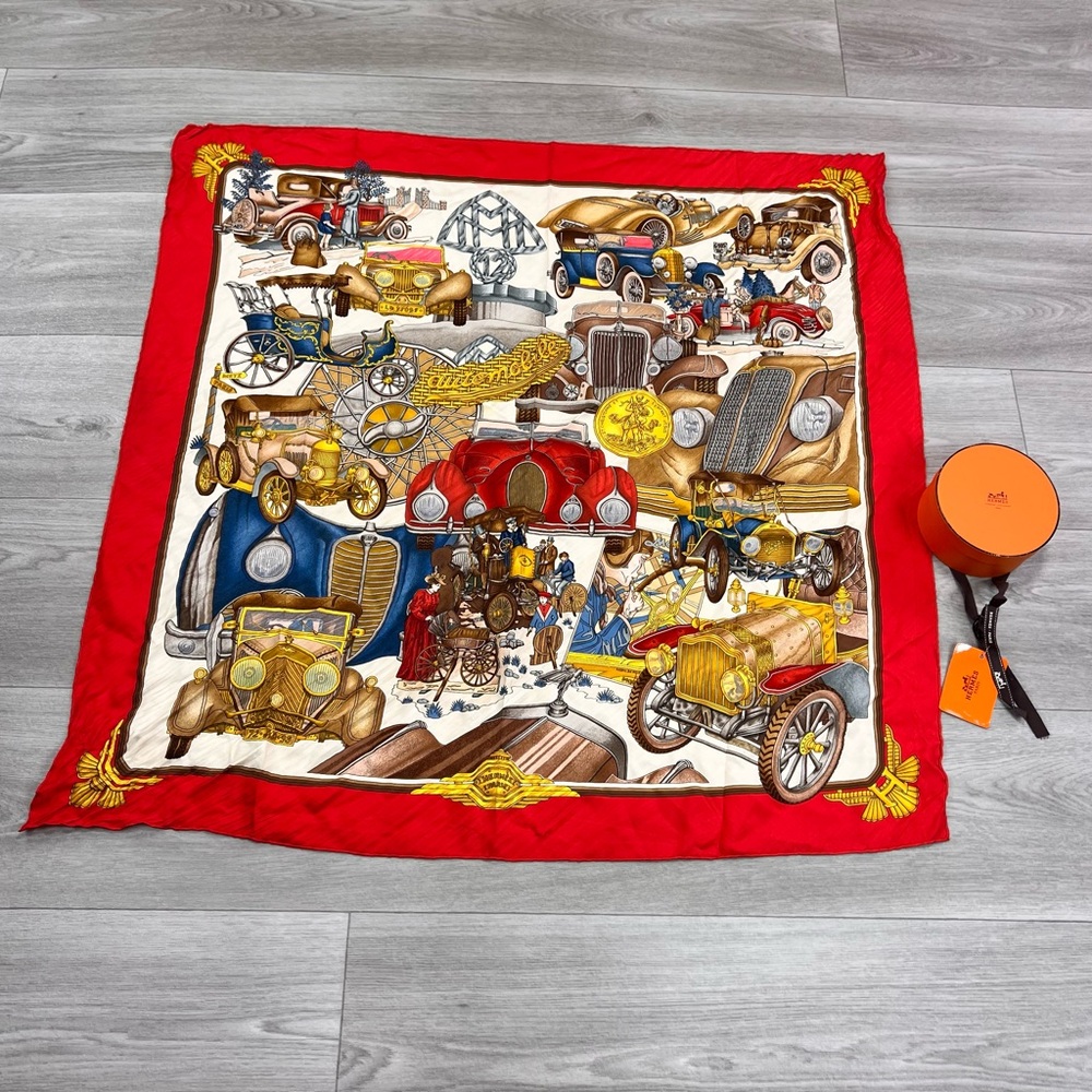Hermès Vintage Car Print Scarf - Picture 2 of 10